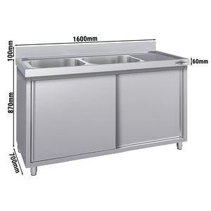 ตู้ซิงค์เชิงพาณิชย์ ECO - สแตนเลส - 1600x700 มม. - 2 ช่องซิงค์ด้านซ้าย - Product Image 2