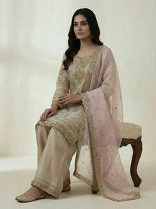 Ensemble salwar kameez prêt-à-porter, style islamique, bordure en dentelle, travail miroir et sequins, longueur genou, haute qualité, prix de gros - Product Image 2