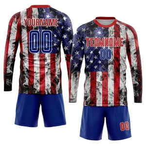 ชุดฟุตบอลผู้รักษาประตูแบบอเมริกัน รุ่นใหม่ล่าสุด เสื้อและกางเกงขาสั้นสองชิ้น พิมพ์ลายแบบ Sublimation Transfer สำหรับฝึกซ้อม - Product Image 1