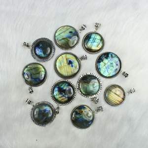 Belle qualité lisse poli à la main multi-labradorite collier de pierres précieuses Style bohème Designer Collet pendentif bijoux - Product Image 2