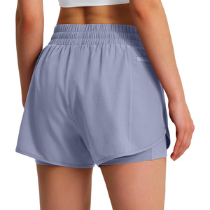 Pantalones cortos deportivos OEM 2 en 1 para mujer, ropa deportiva de verano de diseño personalizado con forro interior, pantalones cortos de gimnasio transpirables que absorben la humedad - Product Image 2