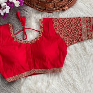 เสื้อเบลาส์ปักลายทำด้วยมือแบบดั้งเดิมจากนักออกแบบชาวอินเดียดีไซน์เฉพาะด้านหลังสำหรับเสื้อสตรี Saree lehenga - Product Image 2