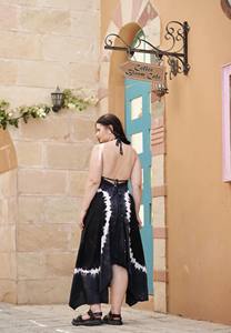 Nouvelle robe de plage pour femmes, robe midi maxi en rayonne tie-dye noire à dos nu, confectionnée à la main, vêtements de vacances, créateur - Product Image 2