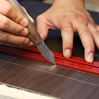 Couteau de marquage, couteau à tracer pour le travail du bois avec gaine en cuir, couteaux à double lame biseautée en acier à haute teneur en carbone avec bois