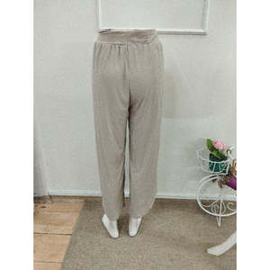 Pantalon Sandy à taille haute élastiquée pour femme avec détail croisé sur le devant, 37474 - Beige - Product Image 5