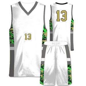 Uniformes de basketball réversibles personnalisables OEM ODM, respirants, séchage rapide, 100% polyester, maillots et shorts style doodle, logo personnalisé - Product Image 4