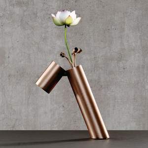 แจกันเซรามิกสีชมพูพร้อมฐานลูกปัดกระถางต้นไม้มันวาวหรูหราทันสมัยที่วางดอกไม้ประดับบ้าน - Product Image 5