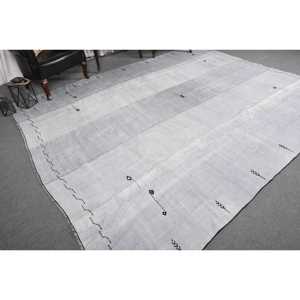 Alfombra Vintage de 9x10.8 pies, Alfombra Turca Extra Grande, Alfombra Gris con Diseño de Patchwork - Product Image 4