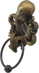 ที่เคาะประตูทองเหลืองโบราณรูปทรงปลาหมึกดีไซน์งานฝีมือที่ได้แรงบันดาลใจจากทะเลอีสเตอร์ดีไซน์ทันสมัยสำหรับบ้านริมทะเล - Product Image 3