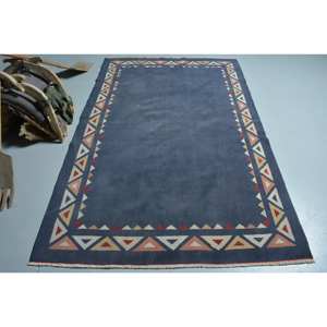 Moderno azul Beige 4,8X7,4 pies Alfombra de lana clásico Vintage diseño turco Patchwork rectángulo rompecabezas nueva alfombra de látex para habitación de pasillo - Product Image 1