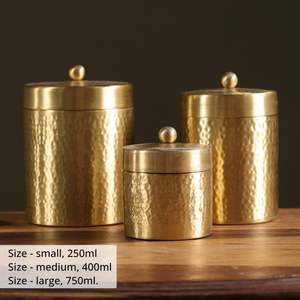 Juego de recipientes de cobre hechos a mano con detalles acabados a mano que proporcionan una solución de almacenamiento única y duradera para productos secos - Product Image 2
