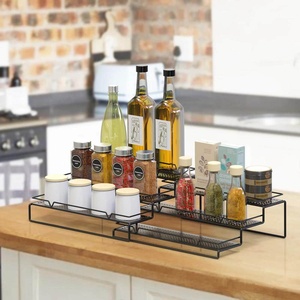 Black Expandable Metal Cabinet Spice Rack Storage Holders Kitchenware Item <b>for</b> Multipurpose Use Black Coated 3 Tier Large Size - Product Image 1