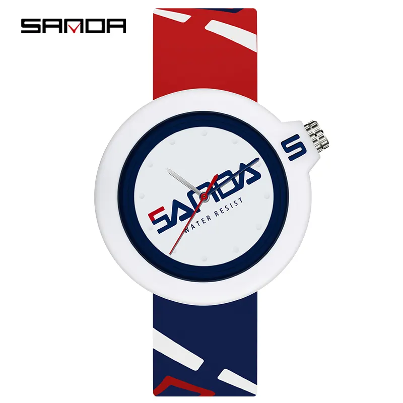 SANDA 3201 Ultra Thin Silicone Watchband Quartz Watches for Men Simple Watch for Girls Stylish Women Wristwatches Luxury Clock