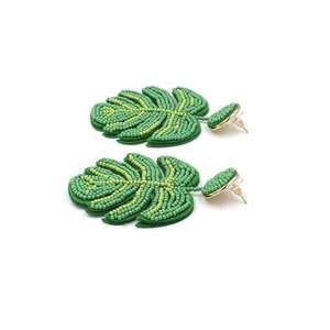 High Quality Handmade Beaded <b>Leaf</b> Design Earrings And Trendy Fashion <b>Jewelry</b> for Women At Affordable Price - Product Image 4