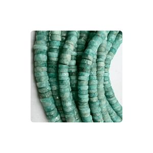 Perles Heishi facettées en amazonite naturelle de qualité AA, brin de 14 pouces, 6-7 mm, forme de pneu Heishi pour la fabrication de bijoux, 16 pouces - Product Image 3