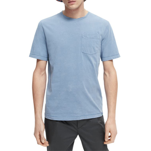 Scotch Soda XXL Oversize <b>T</b>-<b>Shirt</b> Organic Cotton <b>Pocket</b> Tee Cosmos Blue Yarn Dyed Jersey Screen Print Model Number <b>T</b>-<b>Shirts</b> - Product Image 1