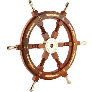 Rueda de barco de madera de Venta caliente, diseño personalizado, rueda de barco náutico antiguo hecho a mano, precio al por mayor de La India - Product Image 3