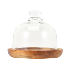 Présentoir de Cupcake en bois plateau de serveur de gâteau couvercle en dôme en verre nourriture Dessert collations plateau de service plateau - Product Image 6