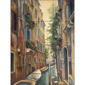 Venecia azulejo Backsplash cerámica Mural JM040 Margosian Canal góndola arte pared Mural - Product Image 1