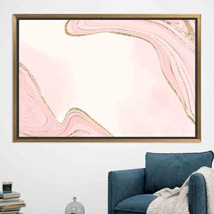 Elegante Lienzo Impreso con Tonos Suaves y Diseño de Mármol Rosa, Lienzo con Marco Dorado - Product Image 1