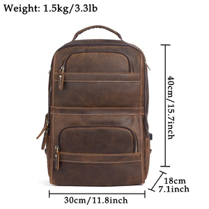 Sac à dos de voyage promotionnel pour homme, en cuir véritable tendance avec doublure en soie, motif paysage - Product Image 4