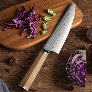 Venta al por mayor personalizado de alta calidad OEM ODM servicio cuchillos de cocina hecho a mano mango de madera de oliva japonés Damasco acero inoxidable - Product Image 1
