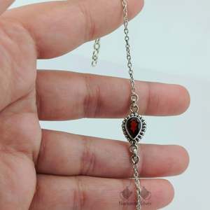 Handmade Garnet <b>Bracelet</b> with Topaz Sterling Silver January Birthstone Jewelry Elegant <b>Gemstone</b> <b>Bracelet</b> - Product Image 6