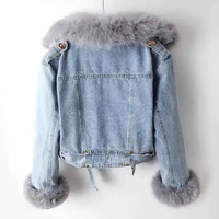 Nouvel arrivage 2024 de vestes en denim décontractées d'hiver en fausse fourrure pour femmes vestes en jean multicolores personnalisées bleues pour femmes