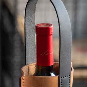 Premium Handmade Leather Wine Carrier Elegant <b>Bag</b> Custom Wine Tote <b>Personalized</b> <b>Gift</b> For Wine Lovers LEB-0017 - Product Image 5