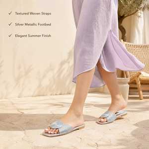 <span class=keywords><strong>Sandalias</strong></span> Planas Tejidas con Punta Abierta para Mujer, <span class=keywords><strong>Sandalias</strong></span> Sexys con Tira Ancha y Detalle de Nudo, Antideslizantes, Casuales, para la Playa, Vacaciones de Verano - Product Image 3