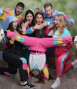 Conjunto de chándal de chaqueta cortavientos de manga larga de 2 piezas de los años 80 y 90 para mujer, 96% POLIÉSTER + 4% ELASTANO - Product Image 4