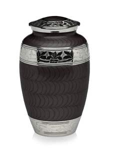 Urna Funeraria Grande Azul con Grabado Floral y Espacio para Recuerdo, Urna Metálica para Guardar Cenizas de Seres Queridos, Proveedor de Artículos Funerarios - Product Image 2