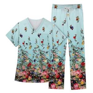 ชุดสครับพิมพ์ลายยูนิเซ็กซ์ชุดผ้ายืดหยุ่นสองชิ้นชุดคลินิกทันตกรรมระบายอากาศได้ดีสำหรับโรงพยาบาล - Product Image 1