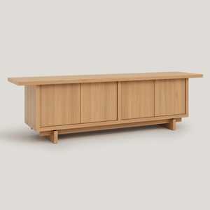 Aparador minimalista de madera natural con puertas corredizas Buffet de almacenamiento elegante y espacioso para interiores escandinavos - Product Image 4