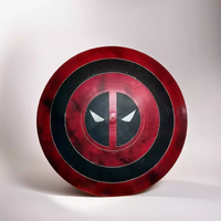 Dead-Pool Cosplay Schild Wanddekoration Eisen Metall Antik-Stil Digital Bedruckt Schwarz Rot 50cm/20" 2kg Handgehalten für Zuhause