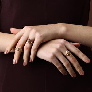 Anillo de Compromiso con Diamante Cultivado en Laboratorio en Oro de 14K, Forma de Pera, Jaspe Champán, Joyería Nupcial Única - Product Image 5