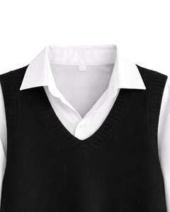 Gilet en tricot sans manches pour femmes noires, col en V, acrylique, pull d'hiver décontracté, superposition de bureau, fabricant personnalisé OEM pour femmes - Product Image 4