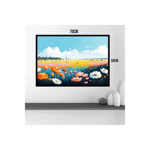 <b>Large</b> Size 70x50cm MDF Table with Quality <b>Printing</b> Colorful Faded Flower <b>Frame</b> Quality Wall Accents - Product Image 2