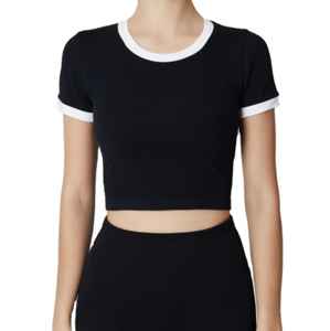 Gran oferta Slim Fit verano Casual cuello redondo recortado mujeres bebé camiseta calidad Premium 100% algodón Sexy chica Crop Top bebé camisetas - Product Image 2