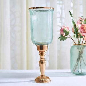 Hurricane T-<b>light</b> Holder Hot <b>Sale</b> Modern Gold Coated in Metal Candle Inside for Lighting Table Wedding /home /hotel Decor - Product Image 2