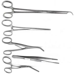 Juego de 5 Piezas de Pinzas Quirúrgicas de Primera Calidad, Voarse, Debakey, Hulka, Trousseau, Instrumentos Veterinarios de Acero Inoxidable - Product Image 1