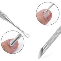 Kit de manucure en acier inoxydable gris de haute qualité, repousse-cuticules double face, outil de nettoyage des ongles, logo couleur personnalisé