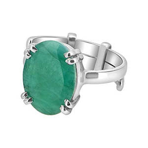 NOVAMART Fine Arihant Gems Jewels 925 <b>Silver</b> <b>Adjustable</b> <b>Ring</b> 3.25/4.25/5.25/6.25/7.25/8.25/9.25/10.25/11.25 Ratti Emerald/Panna - Product Image 1