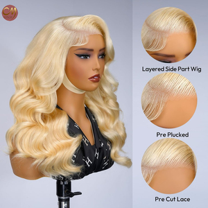 Parrucca di capelli umani biondi <span class=keywords><strong>platino</strong></span> 613 all'ingrosso, con onde morbide, pre-strappata, con parte laterale, per donna, per styling quotidiano - Product Image 3