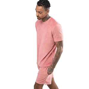 Breathable Men's Casual 2-Piece Summer <b>Set</b> Solid Print Plus Size T-Shirt 15-Inch <b>Knitted</b> Fleece Shorts for Outerwear Outerwear - Product Image 6