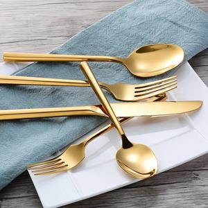 Juego de cubiertos de plata de lujo, vajilla de acero inoxidable con mango hexagonal, juego de vajilla pulida mate para Hotel - Product Image 3