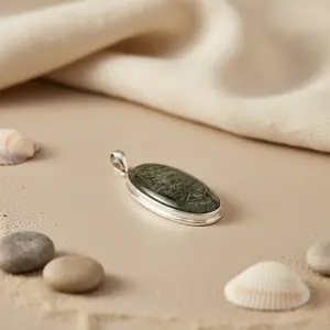 Pendentif en argent 925 plaqué rhodium or rose fait à la main avec charme en quartz rutile pour femmes - Product Image 1