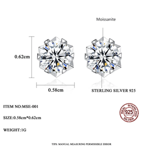 NOVAMART Fine Single Piece 0.5 Ct Starburst Spark Moissanite Stud <b>Earrings</b> <b>for</b> <b>Men</b> Wholesale Export - Product Image 2