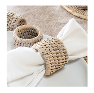 Rond de serviette de table décor de mariage rustique pays rotin anneaux de serviette de mariage support meilleur prix - Product Image 1