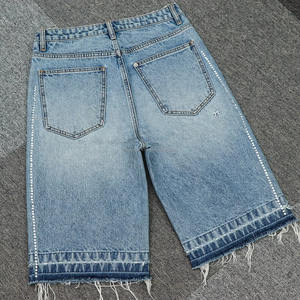 กางเกงยีนส์ขาสั้นเดนิมวินเทจประดับเพชรคุณภาพพรีเมียม ดีไซน์ยอดเยี่ยม ผลิตตามสั่ง สำหรับผู้ชาย ผลิตในปากีสถาน - Product Image 5